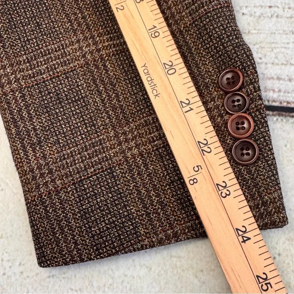 Men's 44R Vito Rufolo Wool Blazer‎ Brown Tweed Sport Coat Italian Fabric Classic